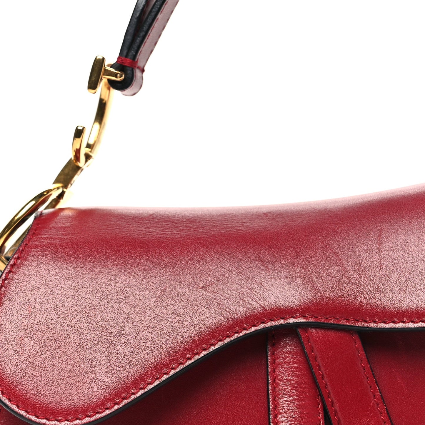 Calfskin Mini Saddle Bag Red