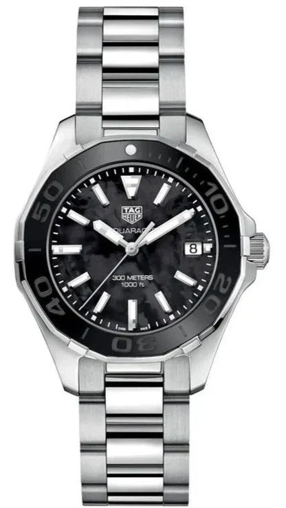 Tag Heuer Aquaracer Quartz Black Dial Silver Steel Strap Watch for Women - WAY131K.BA0748