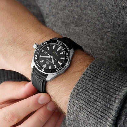 Tag Heuer Aquaracer Quartz Black Dial Black Rubber Strap Watch for Men -  WAY101A.FT6141