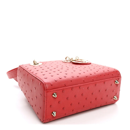 Ostrich Small Lady Dior Red