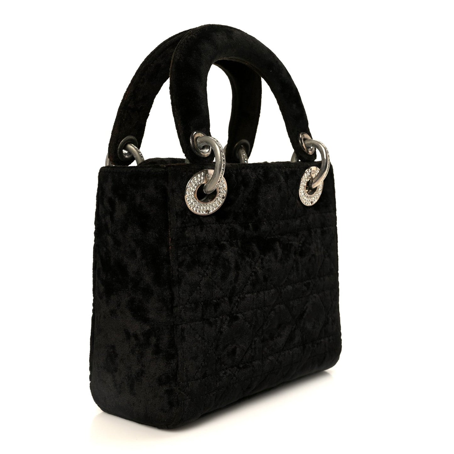 Velvet Crystal Mini Lady Dior Black