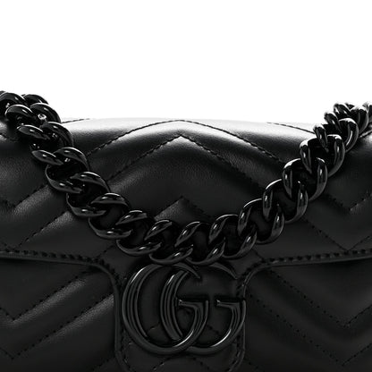 Calfskin Matelasse Monochrome GG Marmont Chain Belt Bag Black