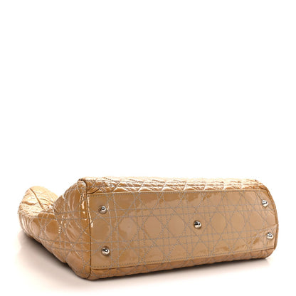 Patent Cannage Large Dior Soft Shopping Tote Beige