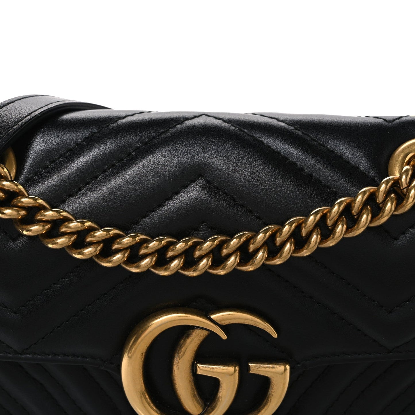 Calfskin Matelasse Mini GG Marmont Shoulder Bag Black