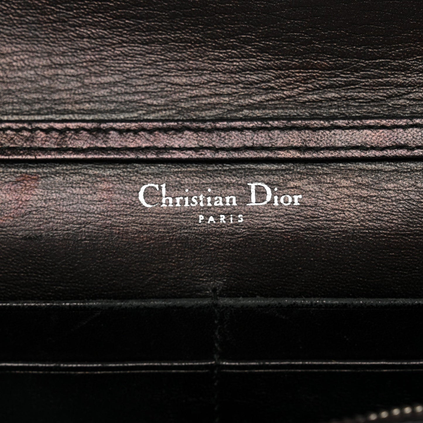 Grained Calfskin Diorama Wallet on Chain Pouch Black