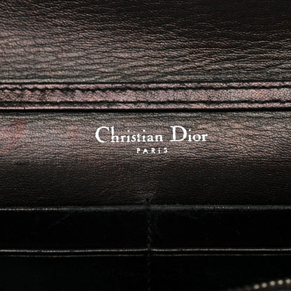 Grained Calfskin Diorama Wallet on Chain Pouch Black