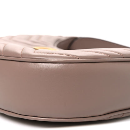 Calfskin Matelasse Chevron Mini GG Marmont Half Moon Hobo Porcelain Rose