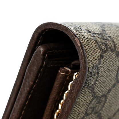 GG Supreme Monogram Web Ophidia Wallet On Chain Brown