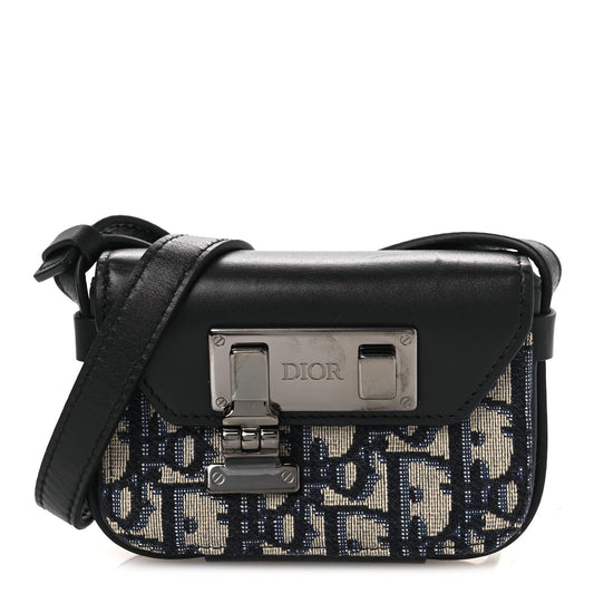 Oblique Smooth Calfskin Nano Pouch Beige Black