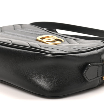 Calfskin Matelasse Mini GG Marmont Chain Shoulder Bag Black