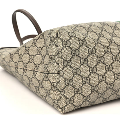 GG Supreme Monogram Textured Calfskin Web Medium Ophidia Shopping Tote Beige Ebony New Acero
