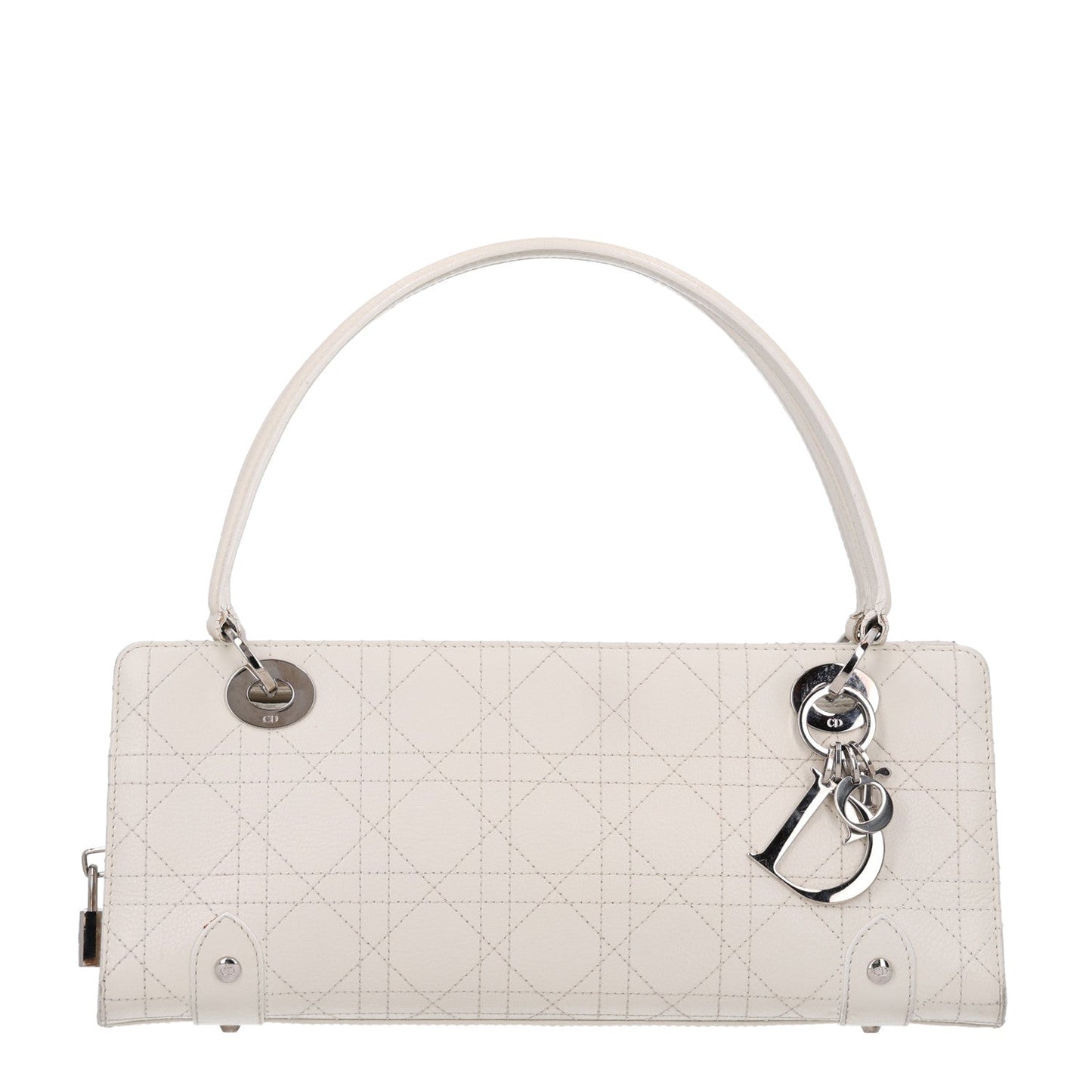 Calfskin Cannage Stitched East West Lady Dior White