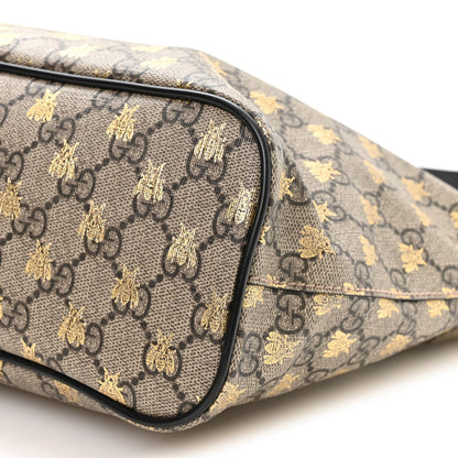Soft GG Supreme Monogram Bees Small Crossbody Tote Beige Oro Black