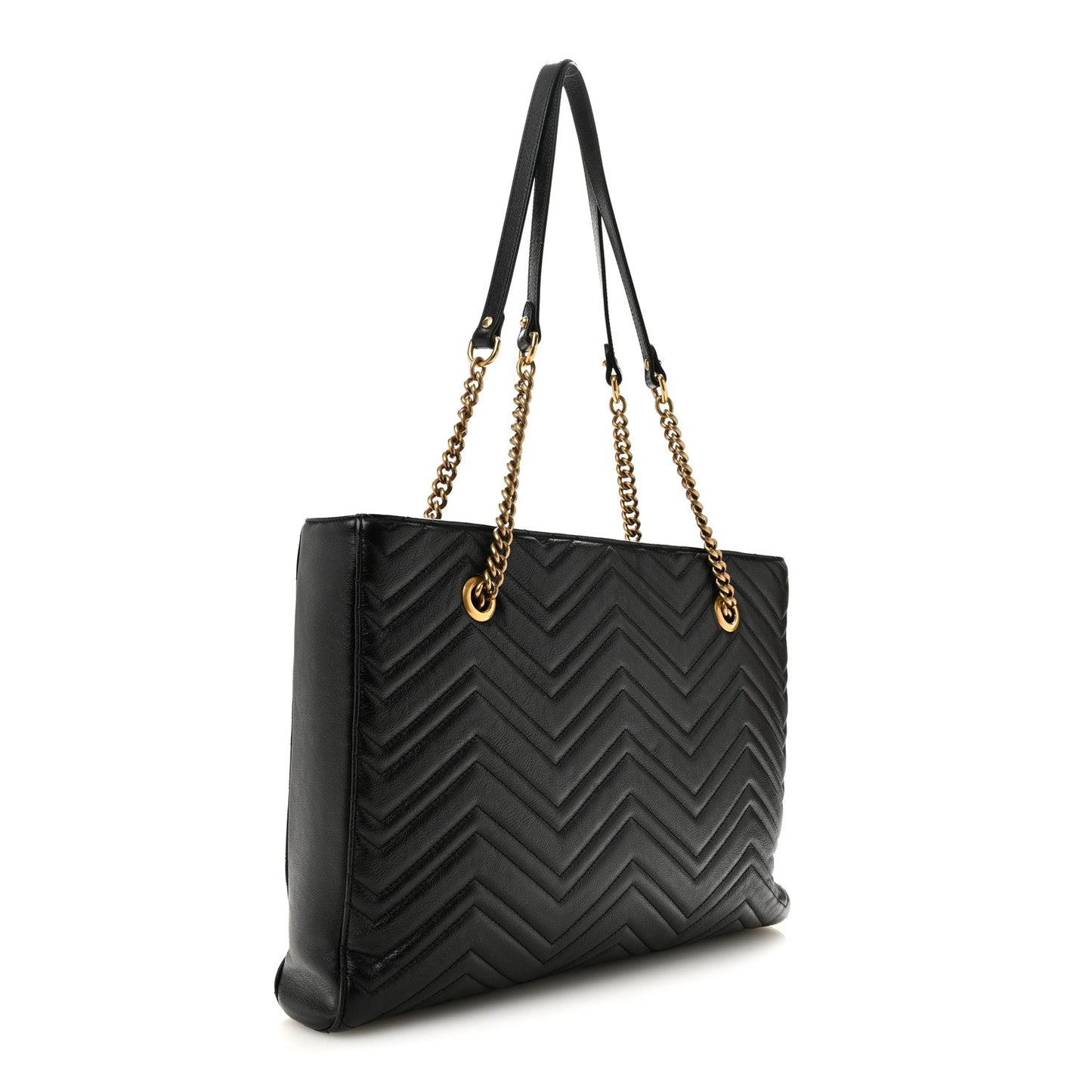 Vintage Calfskin Matelasse Medium GG Marmont Slim Tote Black