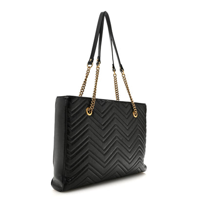 Vintage Calfskin Matelasse Medium GG Marmont Slim Tote Black