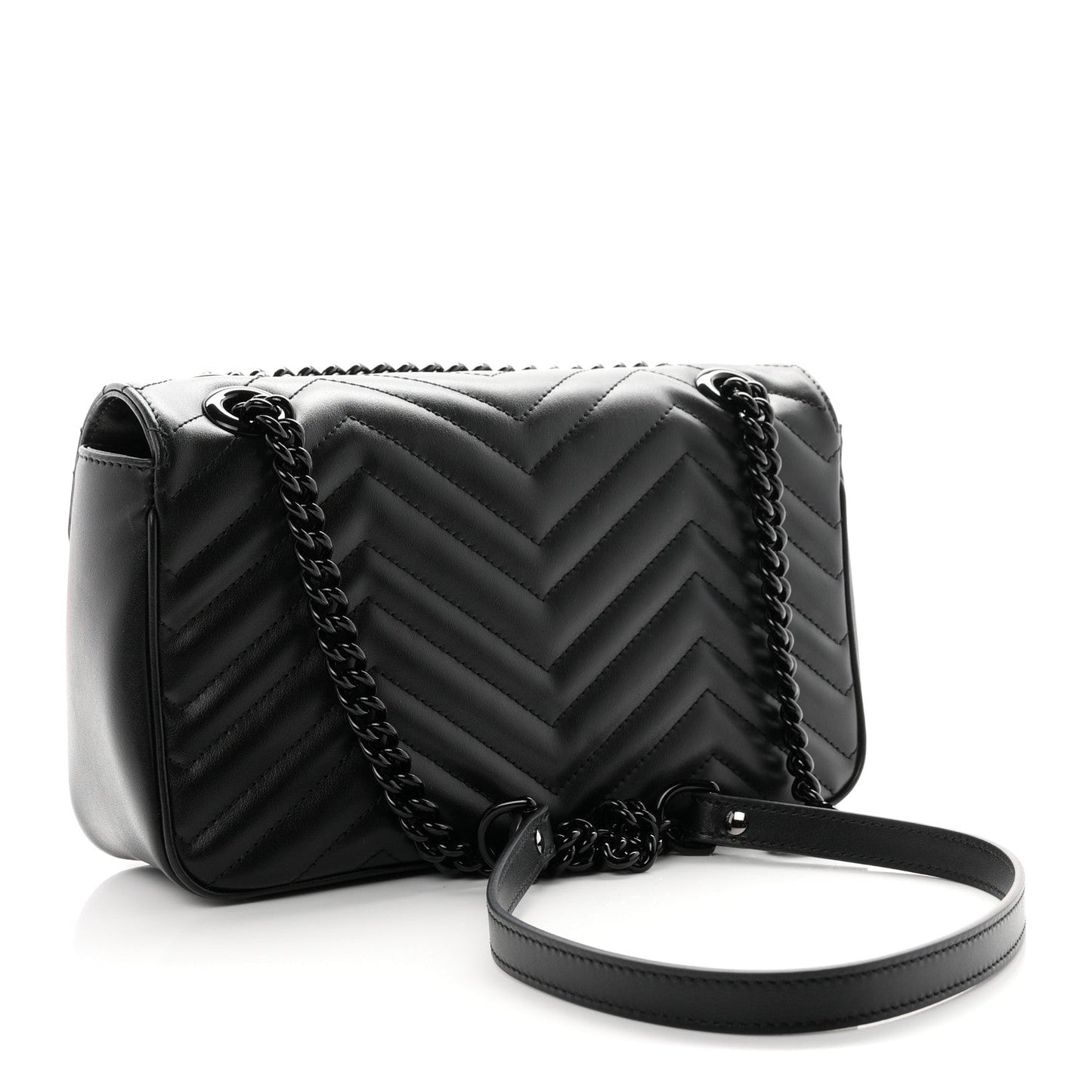 Calfskin Matelasse Monochrome Small GG Marmont Shoulder Bag Black