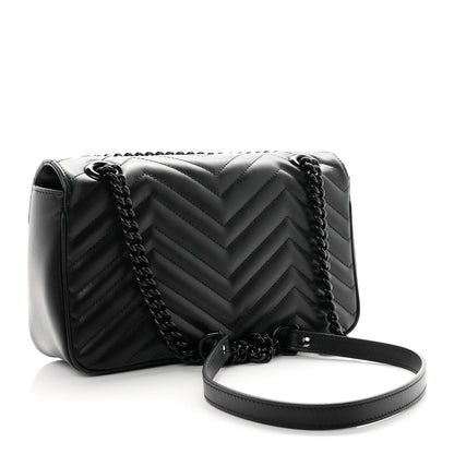 Calfskin Matelasse Monochrome Small GG Marmont Shoulder Bag Black