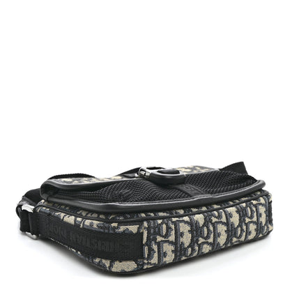 Oblique Jacquard Dior 8 Pouch With Strap Blue Black