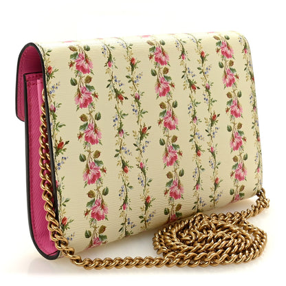 Calfskin Floral Print Mini Dionysus Chain Wallet Ivory Pink