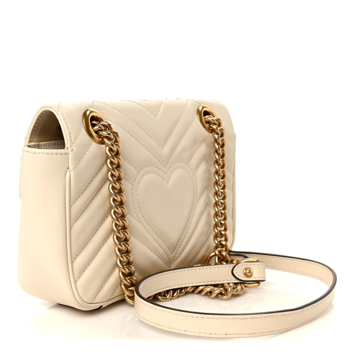 Calfskin Matelasse Mini GG Marmont Shoulder Bag White