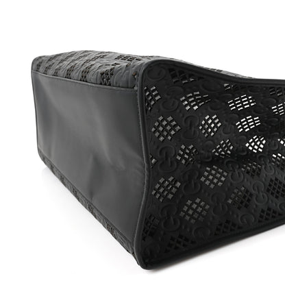 Calfskin GG Monogram Diamond Cut Medium Ophidia Tote Bag Black