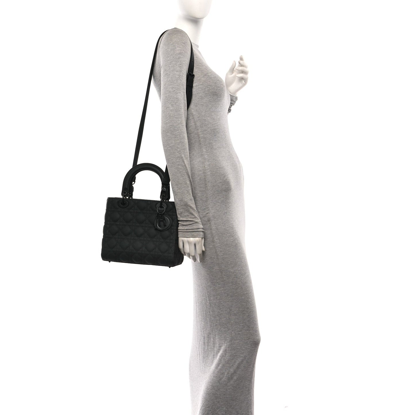 Ultra Matte Calfskin Cannage Medium Lady Dior Black