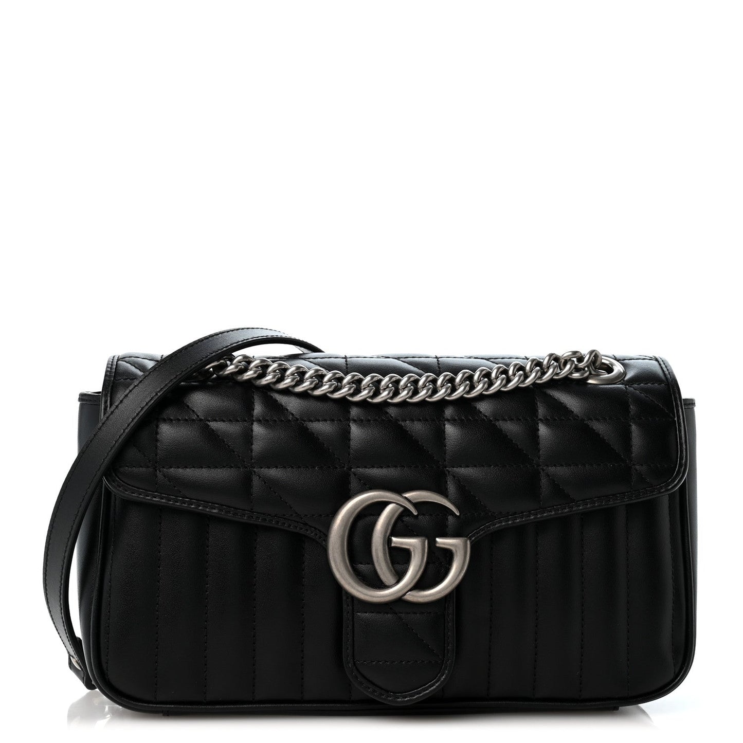 Calfskin Matelasse Aria Small GG Marmont Shoulder Bag Black