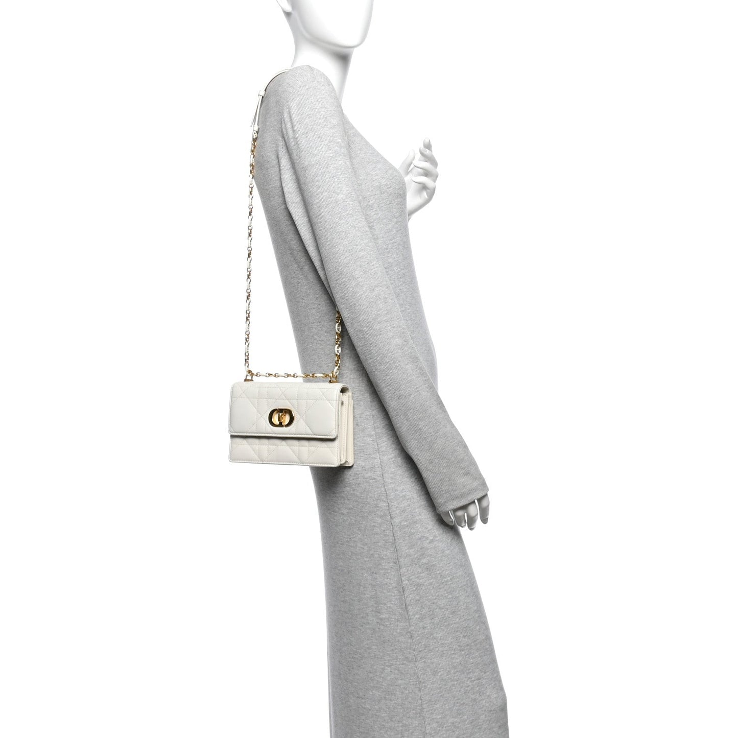 Lambskin Macrocannage Mini Miss Caro Bag Latte