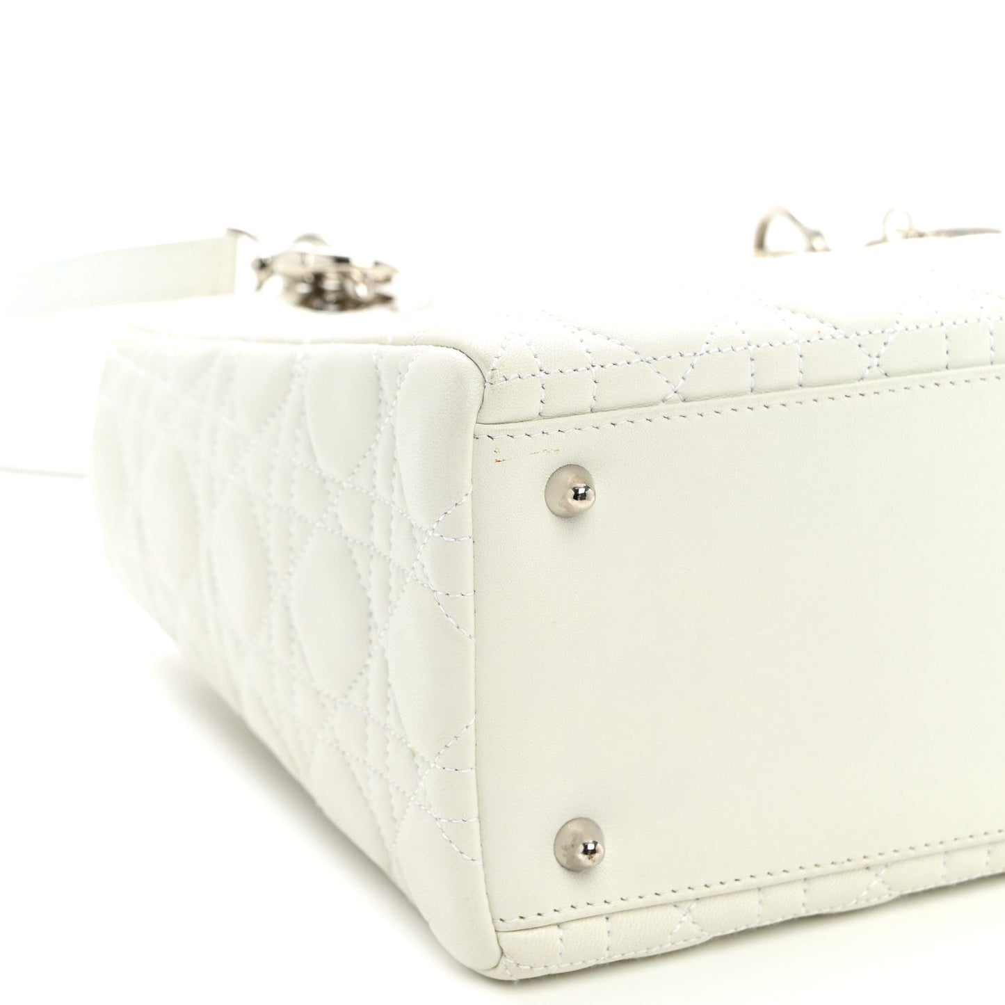 Lambskin Cannage Medium Lady Dior White