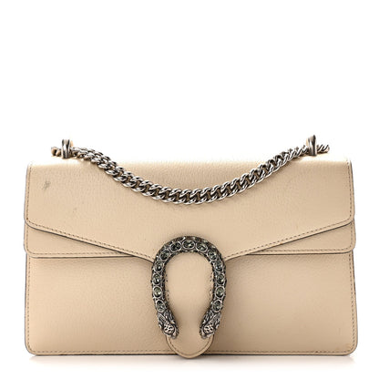 Textured Calfskin Crystal Small Dionysus Shoulder Bag Mystic White