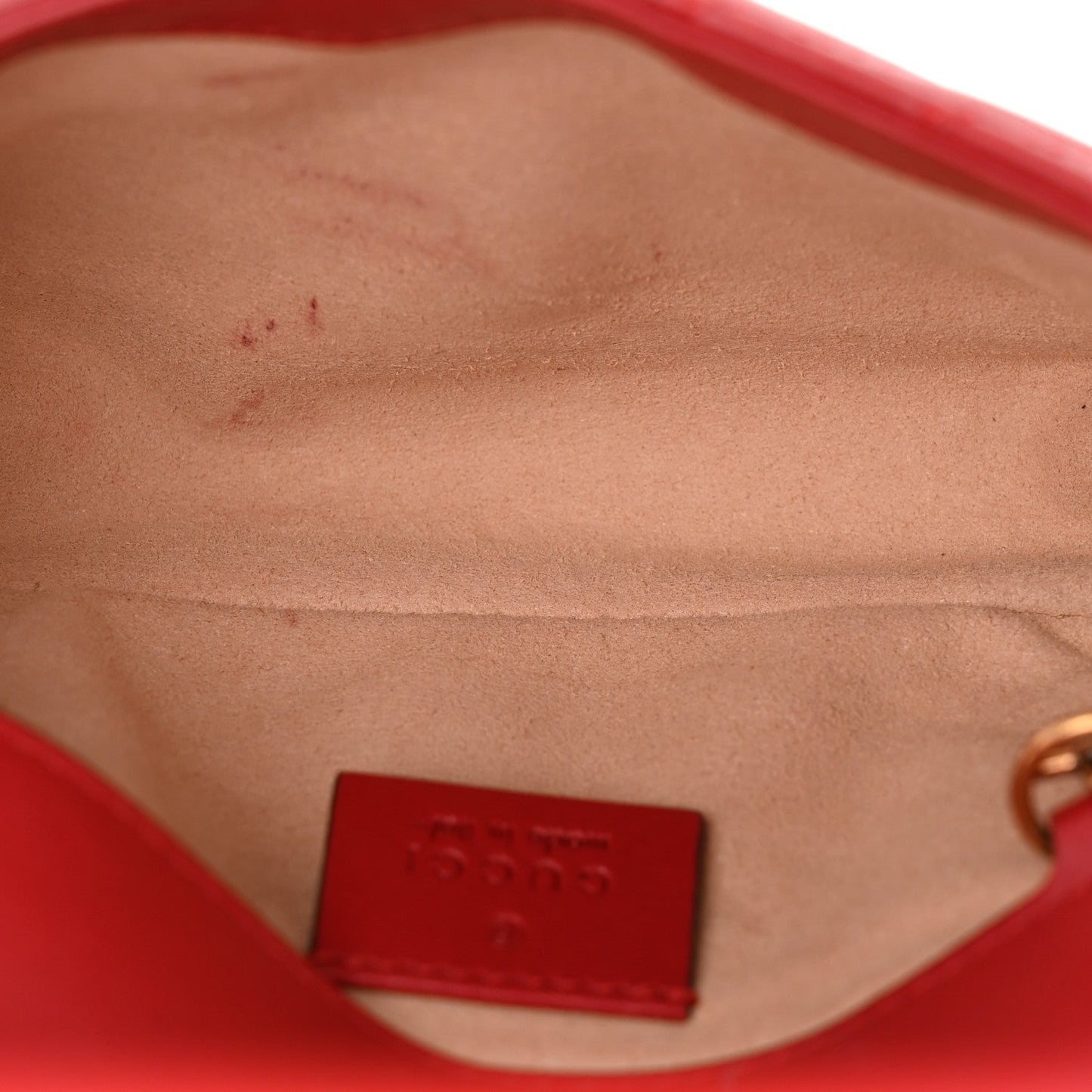 Calfskin Matelasse Super Mini GG Marmont Shoulder Bag Hibiscus Red
