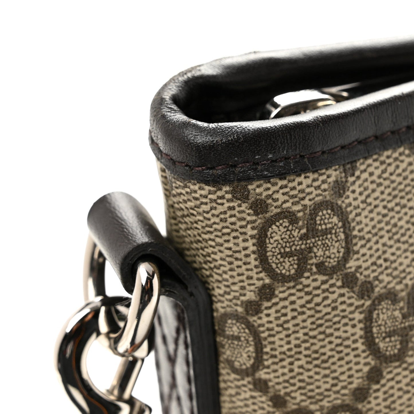 GG Supreme Monogram Medium Zippered Tote Dark Brown