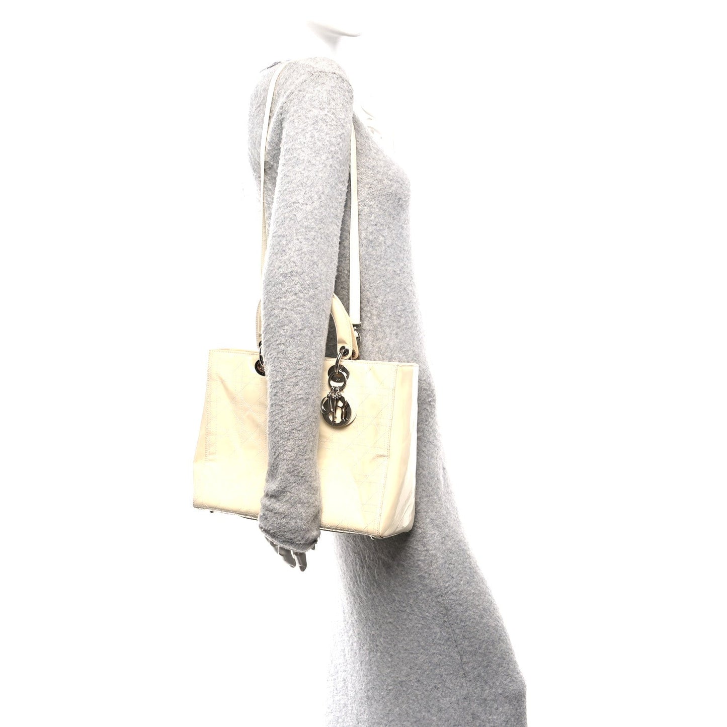 Patent Cannage Large Lady Dior White