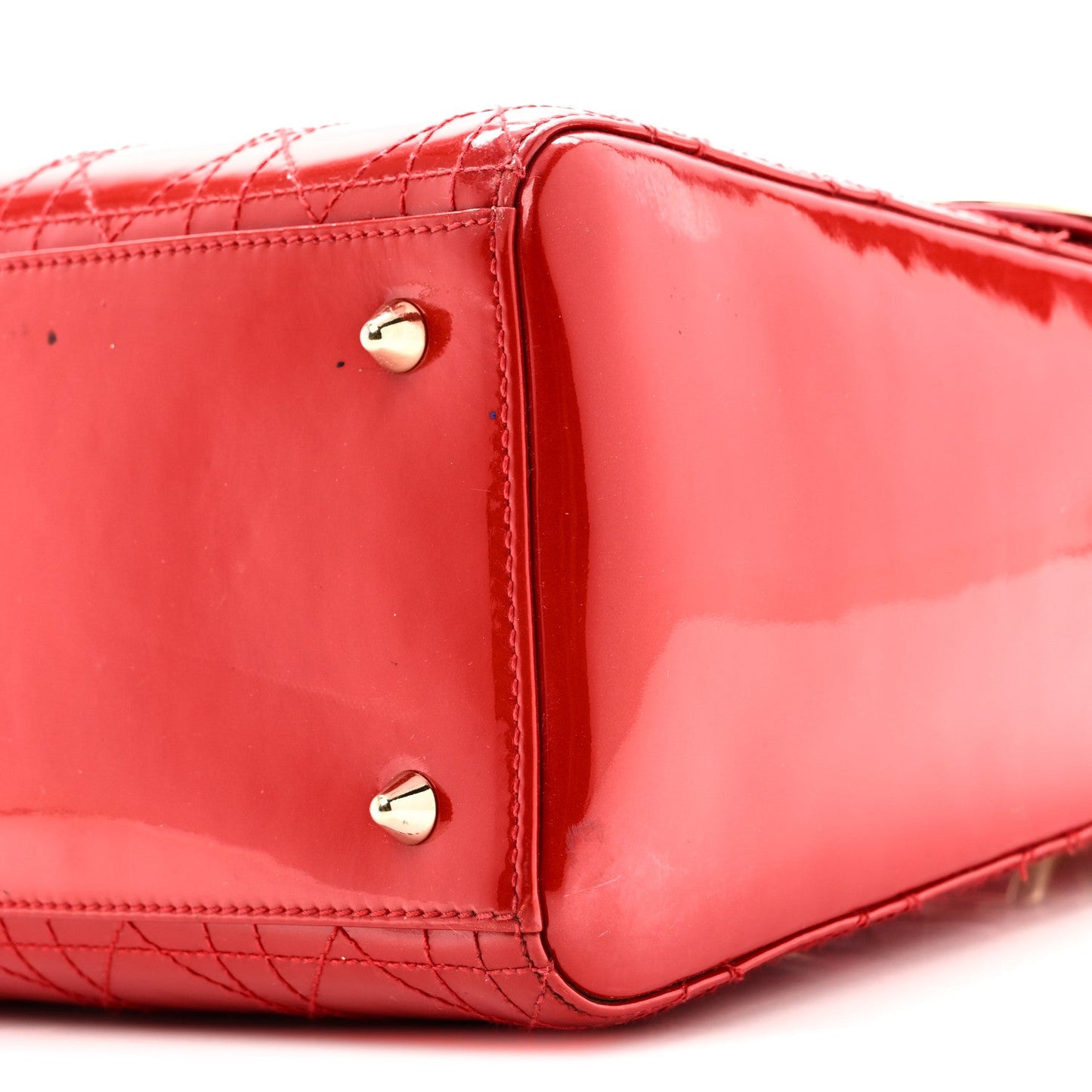 Patent Cannage Stitched Medium Lady Dior Red