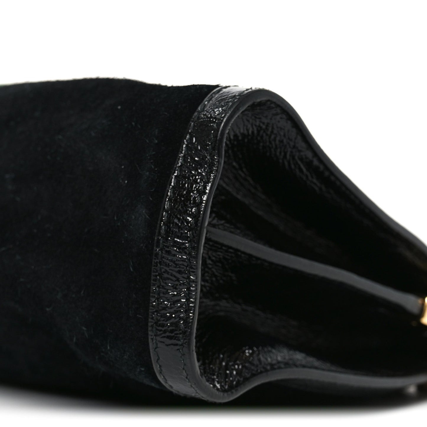 Suede Patent GG Web Medium Ophidia Chain Shoulder Bag Black