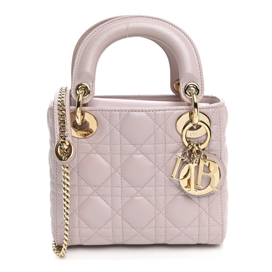 Metallic Lambskin Cannage Mini Lady Dior Lotus