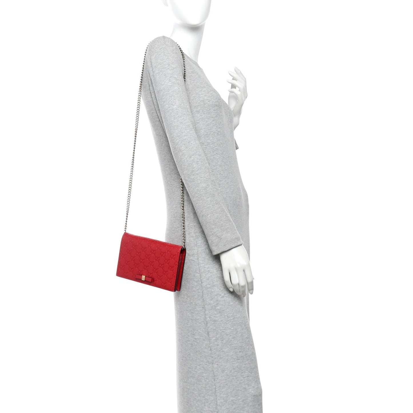 Guccissima Signature Bowy Chain Wallet Hibiscus Red