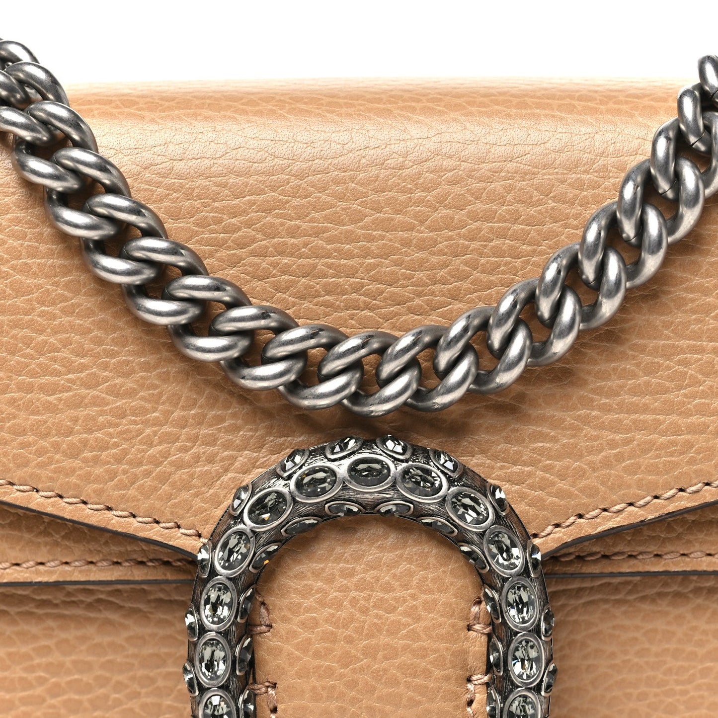 Dollar Calfskin Crystal Mini Dionysus Shoulder Bag Natural Tan Black Diamond