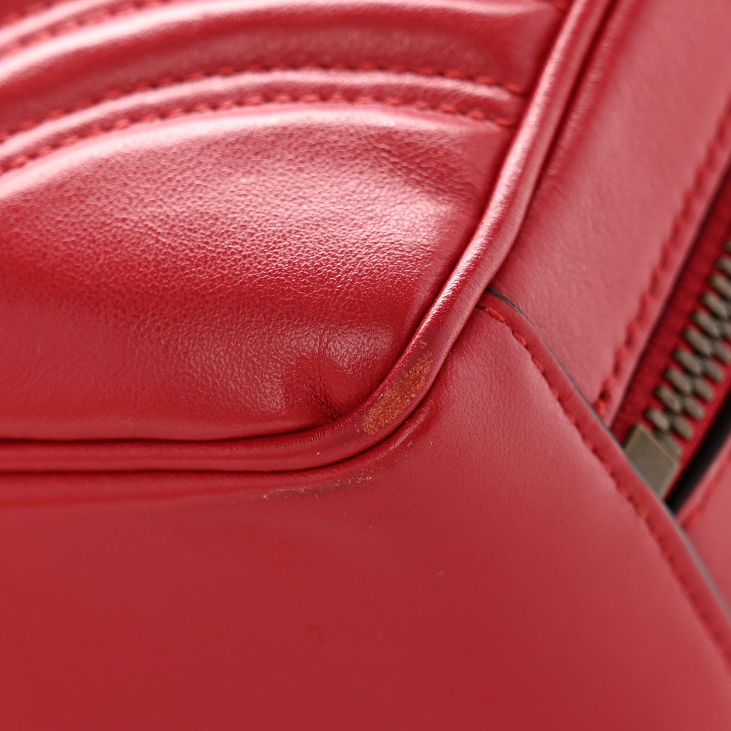 Calfskin Matelasse Sylvie Web Small GG Marmont Top Handle Shoulder Bag Hibiscus Red