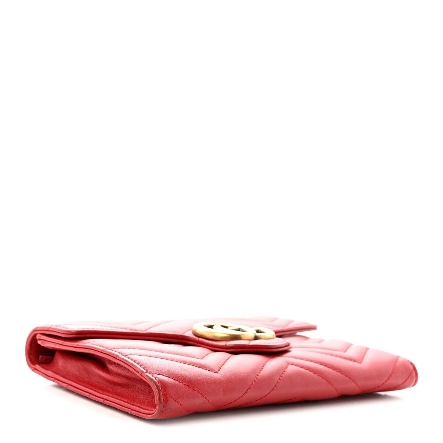 Calfskin Matelasse Mini GG Marmont Chain Wallet Hibiscus Red