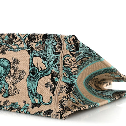 Raffia Embroidered Dioriviera Medium Book Tote Aquamarina