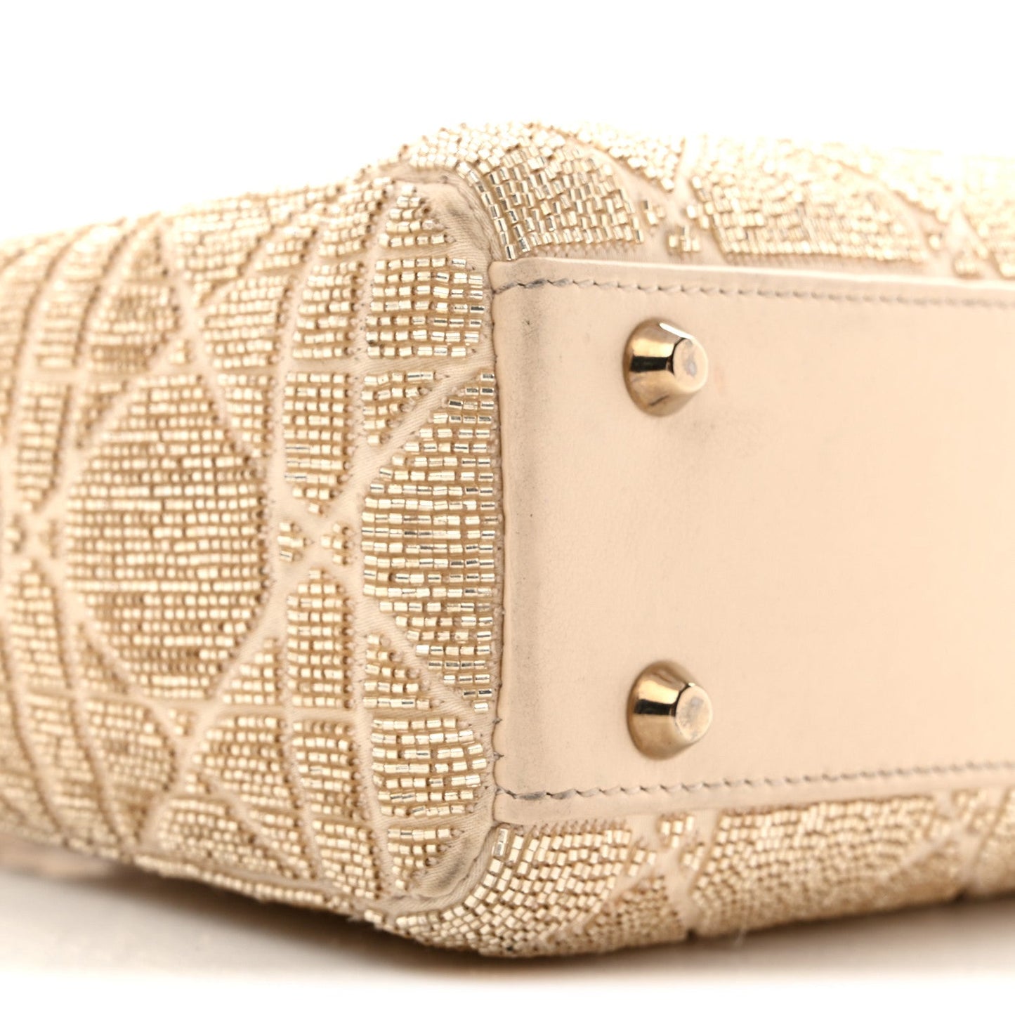 Lambskin Cannage Beaded Embroidered Mini Lady Dior Caramel Beige