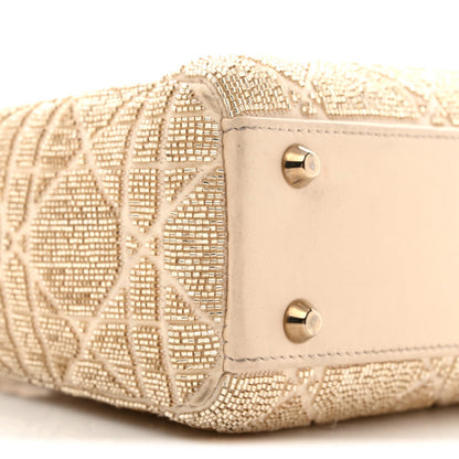 Lambskin Cannage Beaded Embroidered Mini Lady Dior Caramel Beige