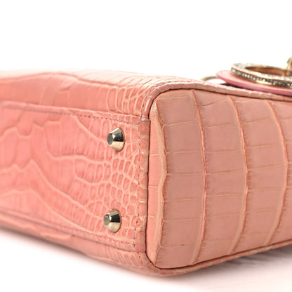Alligator Crystal Mini Lady Dior Pink