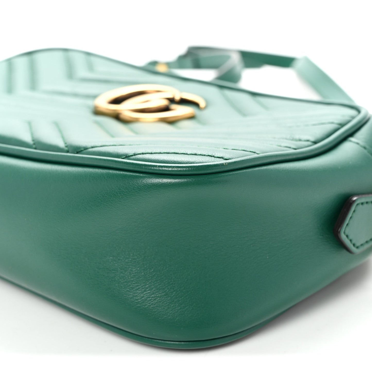 Calfskin Matelasse Small GG Marmont Chain Shoulder Bag Emerald Green