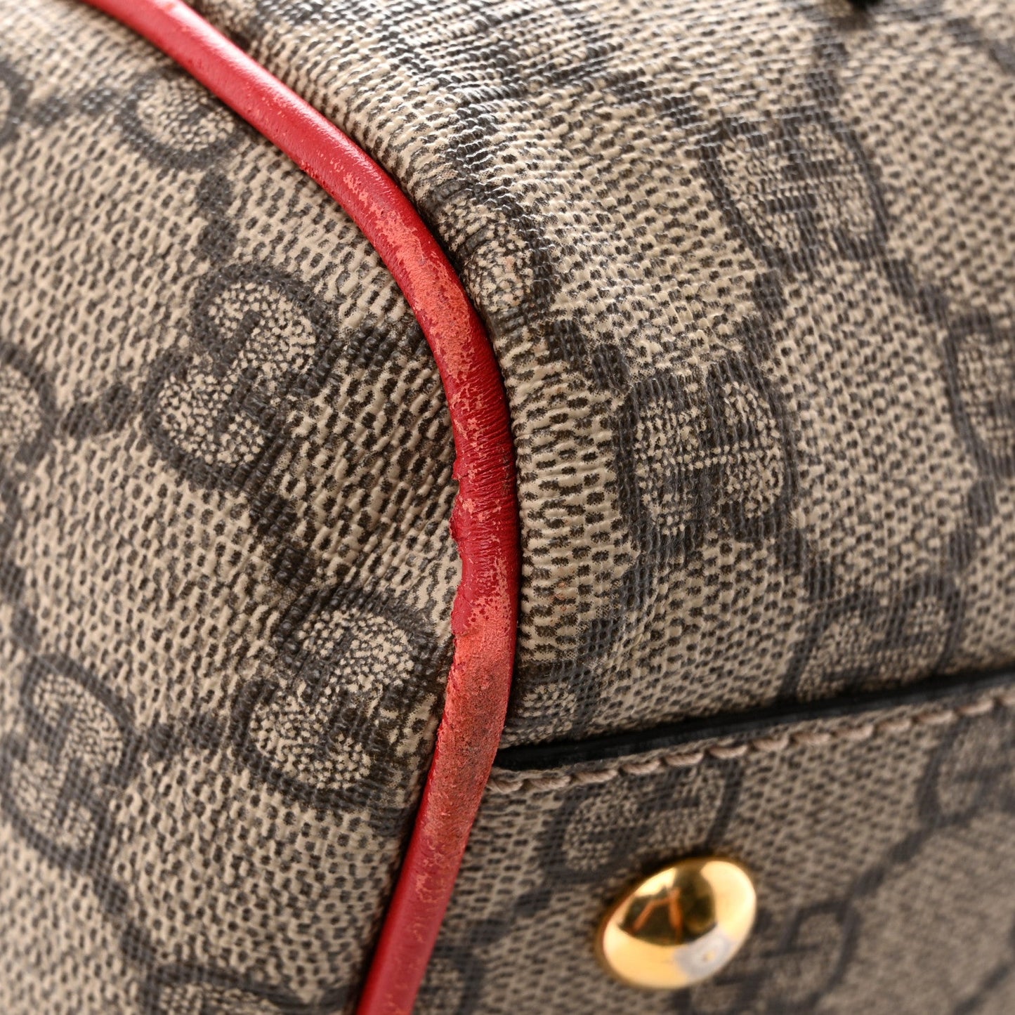 GG Supreme Monogram Kingsnake Heart Embroidered Medium Boston Hibiscus Red