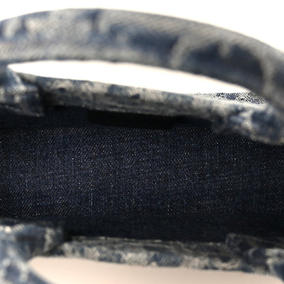 Denim Oblique Mini Book Tote With Strap Blue