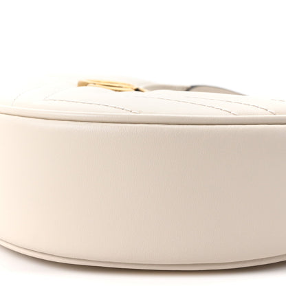 Calfskin Matelasse Chevron Mini GG Marmont Half Moon Hobo Mystic White