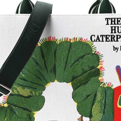 Canvas Embroidered Medium The Very Hungry Caterpillar Book Tote With Strap White Multicolor