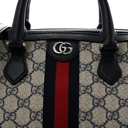 GG Supreme Monogram Web Medium Ophidia Top Handle Bag Beige Blue